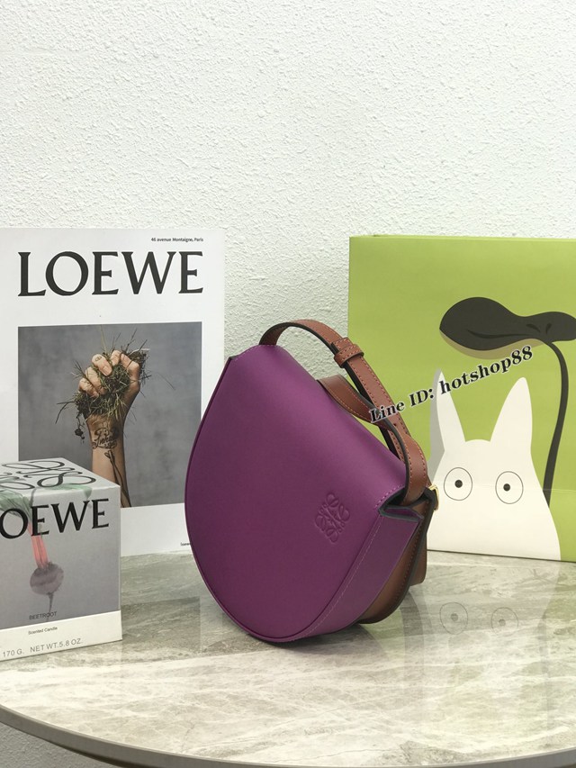 Loewe專櫃2022全新Heel duo系列單肩斜挎包 羅意威小牛皮翻蓋開合腋下包 型號10192 lyw1102